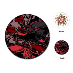 Red Black Grey Abstract Art Playing Cards Single Design (round) by SpinnyChairDesigns