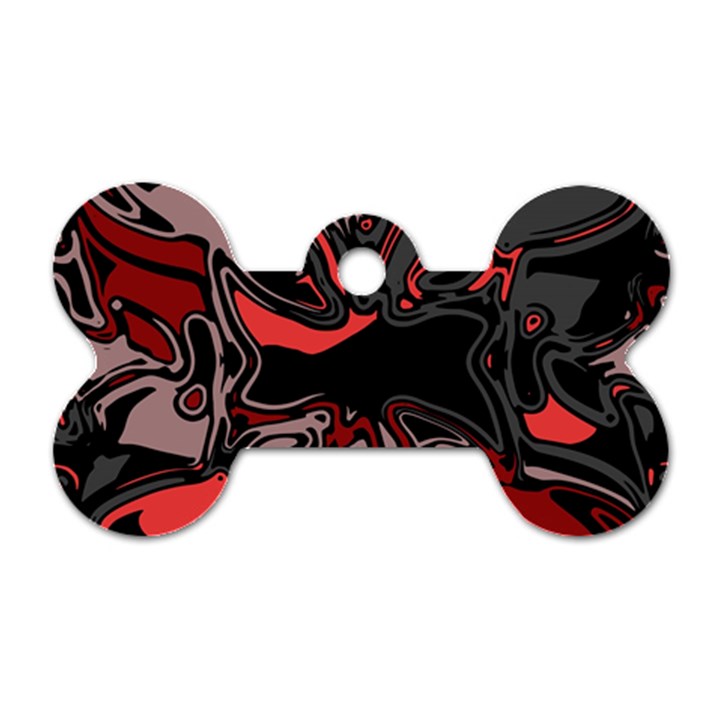 Red Black Grey Abstract Art Dog Tag Bone (Two Sides)