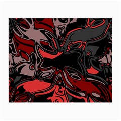 Red Black Grey Abstract Art Small Glasses Cloth (2 Sides) by SpinnyChairDesigns