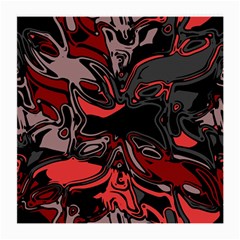 Red Black Grey Abstract Art Medium Glasses Cloth (2 Sides) by SpinnyChairDesigns