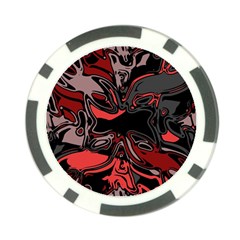 Red Black Grey Abstract Art Poker Chip Card Guard by SpinnyChairDesigns