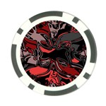 Red Black Grey Abstract Art Poker Chip Card Guard Front