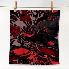 Red Black Grey Abstract Art Face Towel by SpinnyChairDesigns