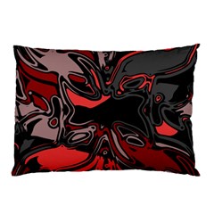 Red Black Grey Abstract Art Pillow Case by SpinnyChairDesigns