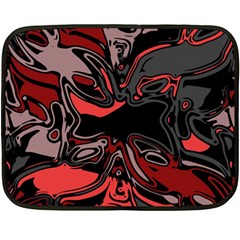 Red Black Grey Abstract Art Fleece Blanket (mini) by SpinnyChairDesigns