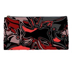 Red Black Grey Abstract Art Pencil Case by SpinnyChairDesigns