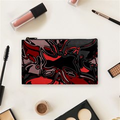 Red Black Grey Abstract Art Cosmetic Bag (small) by SpinnyChairDesigns