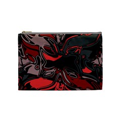 Red Black Grey Abstract Art Cosmetic Bag (medium) by SpinnyChairDesigns