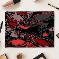 Red Black Grey Abstract Art Cosmetic Bag (xl) by SpinnyChairDesigns