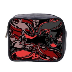 Red Black Grey Abstract Art Mini Toiletries Bag (two Sides) by SpinnyChairDesigns