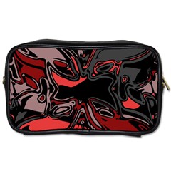 Red Black Grey Abstract Art Toiletries Bag (two Sides) by SpinnyChairDesigns