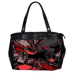 Red Black Grey Abstract Art Oversize Office Handbag (2 Sides) by SpinnyChairDesigns