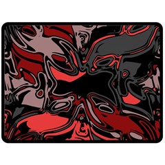 Red Black Grey Abstract Art Fleece Blanket (large)  by SpinnyChairDesigns