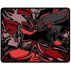 Red Black Grey Abstract Art Fleece Blanket (medium)  by SpinnyChairDesigns