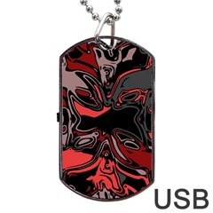 Red Black Grey Abstract Art Dog Tag Usb Flash (one Side) by SpinnyChairDesigns