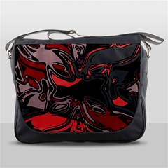 Red Black Grey Abstract Art Messenger Bag by SpinnyChairDesigns