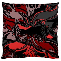 Red Black Grey Abstract Art Large Cushion Case (two Sides) by SpinnyChairDesigns