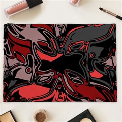 Red Black Grey Abstract Art Cosmetic Bag (xxl) by SpinnyChairDesigns