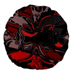 Red Black Grey Abstract Art Large 18  Premium Round Cushions by SpinnyChairDesigns