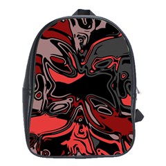 Red Black Grey Abstract Art School Bag (xl) by SpinnyChairDesigns