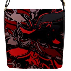 Red Black Grey Abstract Art Flap Closure Messenger Bag (s) by SpinnyChairDesigns