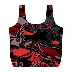 Red Black Grey Abstract Art Full Print Recycle Bag (l) by SpinnyChairDesigns