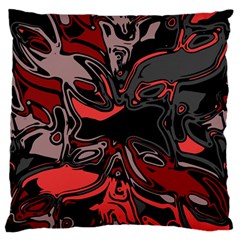 Red Black Grey Abstract Art Large Flano Cushion Case (two Sides) by SpinnyChairDesigns