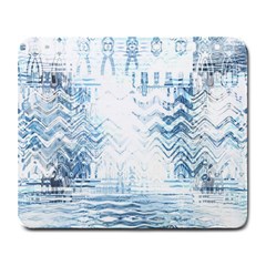 Boho Faded Blue Denim White Batik Large Mousepads by SpinnyChairDesigns