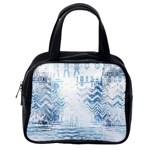 Boho Faded Blue Denim White Batik Classic Handbag (Two Sides) Back