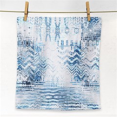 Boho Faded Blue Denim White Batik Face Towel by SpinnyChairDesigns