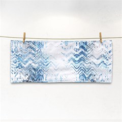 Boho Faded Blue Denim White Batik Hand Towel by SpinnyChairDesigns