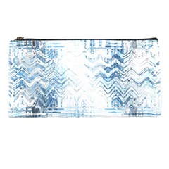 Boho Faded Blue Denim White Batik Pencil Case by SpinnyChairDesigns