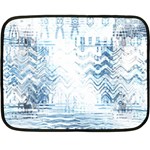 Boho Faded Blue Denim White Batik Double Sided Fleece Blanket (Mini)  35 x27  Blanket Front