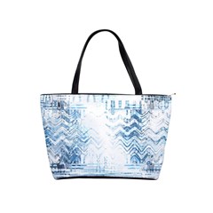 Boho Faded Blue Denim White Batik Classic Shoulder Handbag by SpinnyChairDesigns