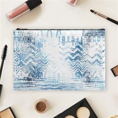 Boho Faded Blue Denim White Batik Cosmetic Bag (large) by SpinnyChairDesigns