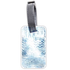 Boho Faded Blue Denim White Batik Luggage Tag (one Side) by SpinnyChairDesigns