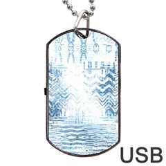 Boho Faded Blue Denim White Batik Dog Tag Usb Flash (two Sides) by SpinnyChairDesigns