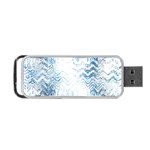 Boho Faded Blue Denim White Batik Portable USB Flash (One Side) Front