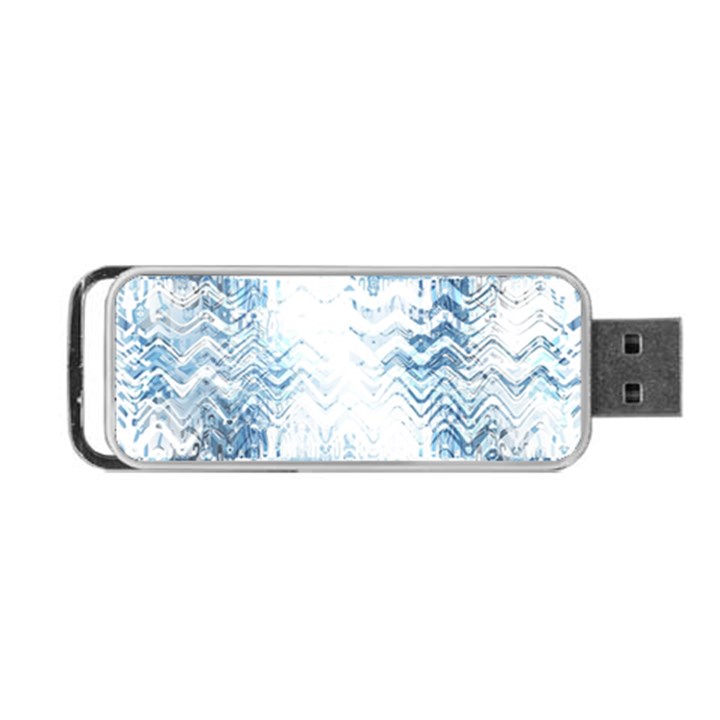 Boho Faded Blue Denim White Batik Portable USB Flash (One Side)