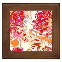 Red Orange Abstract Art Framed Tile by SpinnyChairDesigns