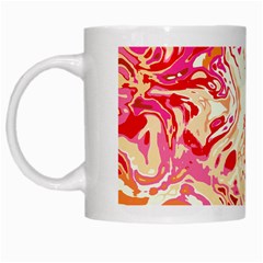 Red Orange Abstract Art White Mugs