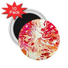 Red Orange Abstract Art 2 25  Magnets (10 Pack)  by SpinnyChairDesigns