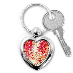 Red Orange Abstract Art Key Chain (heart) by SpinnyChairDesigns