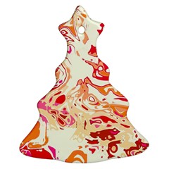 Red Orange Abstract Art Christmas Tree Ornament (two Sides) by SpinnyChairDesigns