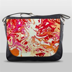 Red Orange Abstract Art Messenger Bag by SpinnyChairDesigns