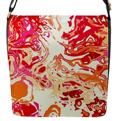 Red Orange Abstract Art Flap Closure Messenger Bag (s) by SpinnyChairDesigns