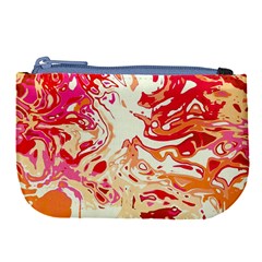 Red Orange Abstract Art Large Coin Purse by SpinnyChairDesigns