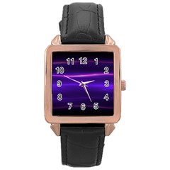 Electric Neon Indigo Black Ombre  Rose Gold Leather Watch 