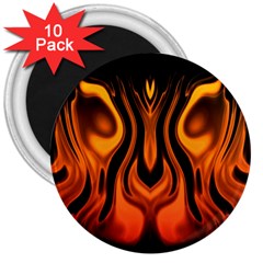 Fire And Flames Pattern 3  Magnets (10 Pack)  by SpinnyChairDesigns