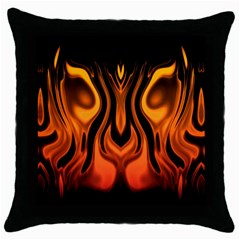 Fire And Flames Pattern Throw Pillow Case (black) by SpinnyChairDesigns